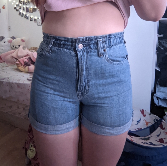 Gap Blue Elastic Band Jean Shorts High Waisted - Picture 4 of 4